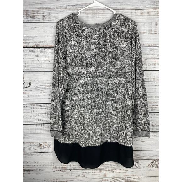Two by Vince Camuto Sweater Mixed Media 3X Gray Layered Minimalist Career Office - Picture 8 of 8